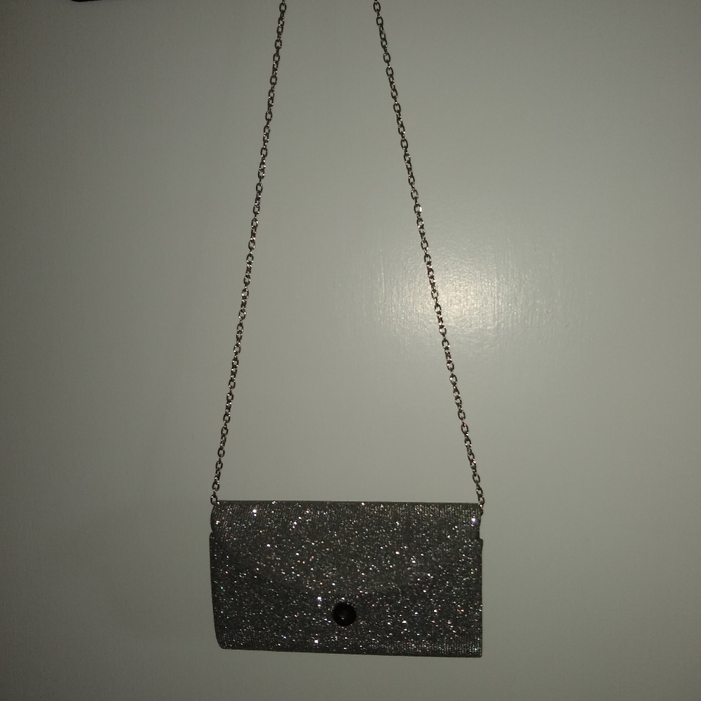 Sparkly metal gray purse